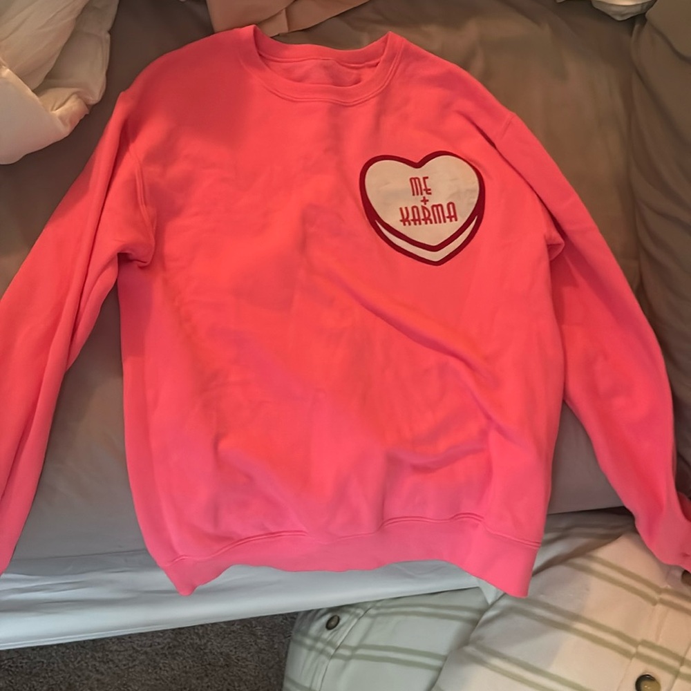 pink “me + karma” crew neck